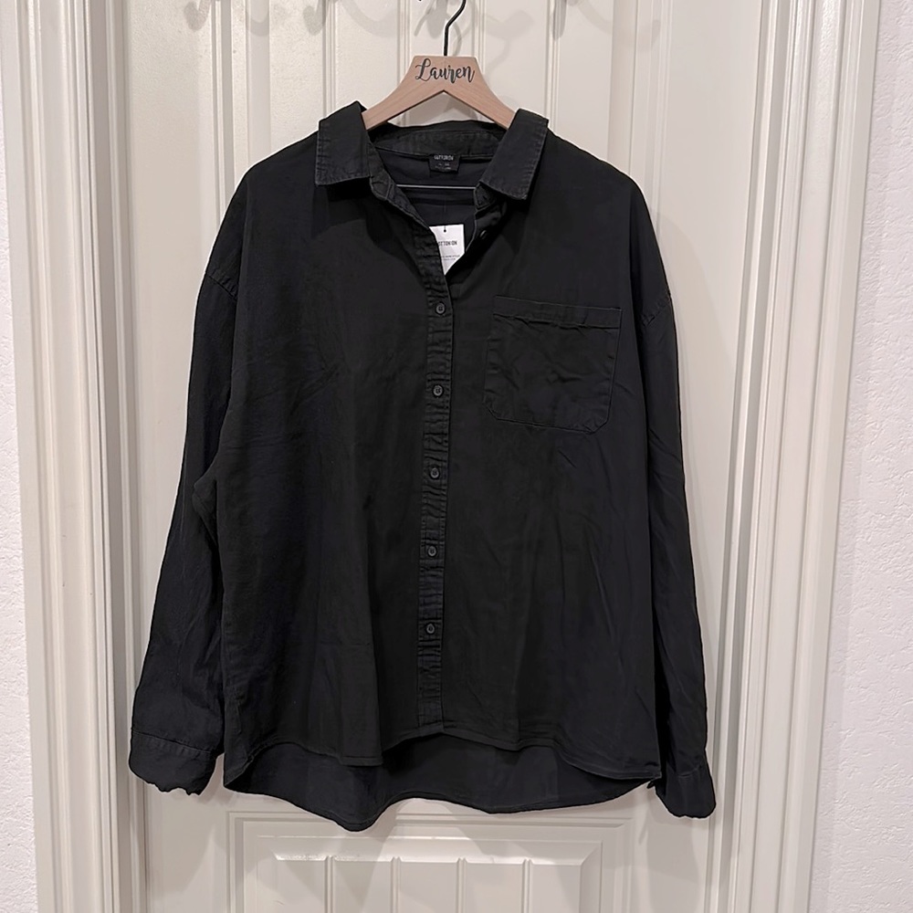 Cotton On “oversized” Black Button Down Shirt